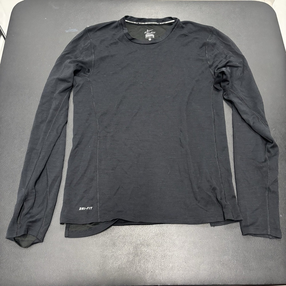 Nike Running Dri-Fit Long Sleeve Black Shirt Women's Small Lightweight